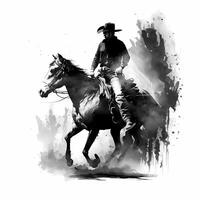 cowboy black and white AI Generated
