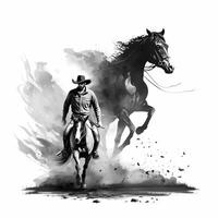 vaquero negro y blanco ai generado foto