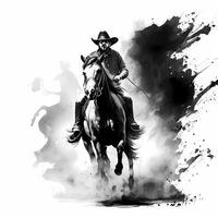 cowboy black and white photo