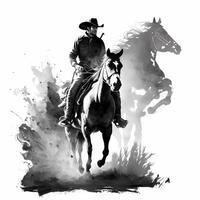 cowboy black and white photo