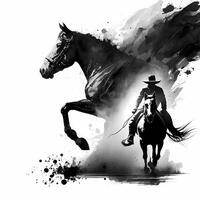 cowboy black and white photo
