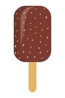 Chocolate ice cream on a stick with nuts. Vector editable design. Summer design for poster, flyer, menu.