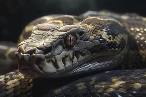 Python head closeup, created with generative AI photo