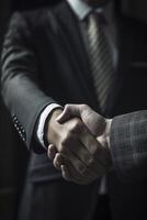 Businessmen handshaking in the office, created with photo