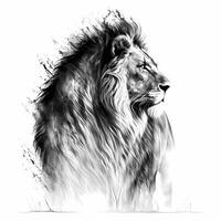 lion black and white photo