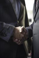 Businessmen handshaking in the office, created with photo