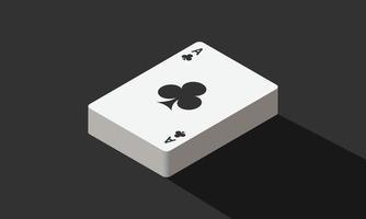 jugando tarjeta de clubs en plano estilo vector ilustración en oscuro antecedentes. jugando tarjeta isométrica estilo con sombra vector diseño. en línea casino jugando tarjetas póker juego concepto