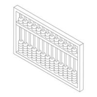 de madera ábaco contorno dibujo vector ilustración isométrica estilo 3d. de colores ábaco antiguo calculadora. calculador herramienta con de madera rosario corredizo en alambres chino ábaco línea Arte