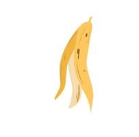 Banana peel color vector illustration. Banana rind isolated on white background. Organic garbage which can be decomposed.