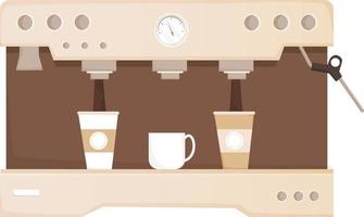 Front view of coffee machine. Vector illustration of coffee maker on white background.