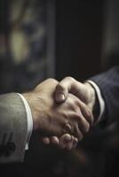 Businessmen handshaking in the office, created with photo