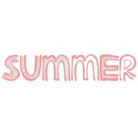 stylized inscription summer in a gentle pink color on a white background. Vector with pattern elements