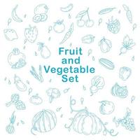 Set of Vegetables and Fruits. Pattern with blue vegetables. Vector illustration. Food background which can be used as web site backdrop, store or farmer's market decoration, food packaging.