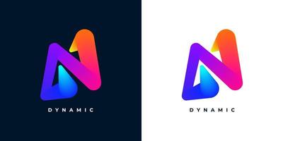 Creative and Vibrant Letter N Logo Design with Colorful Gradient Concept. N Logo with Blend Style vector