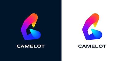 Creative and Vibrant Letter C Logo Design with Colorful Gradient Concept. C Logo with Blend Style vector