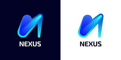 Creative and Vibrant Letter N Logo Design with Blue Gradient Concept. N Logo with Blend Style vector