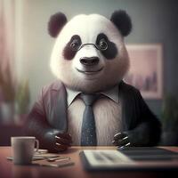 panda empresario ilustración ai generado foto