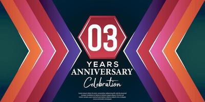 03 year anniversary celebration design with luxury abstract color style on luxury black backgroun vector