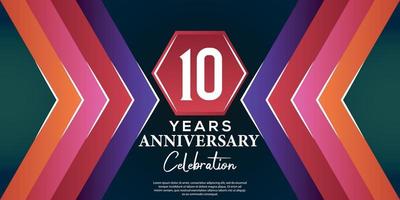 10 year anniversary celebration design with luxury abstract color style on luxury black backgroun vector
