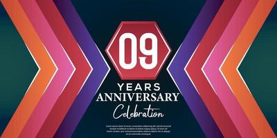 09 año aniversario celebracion diseño con lujo resumen color estilo en lujo negro fondo vector