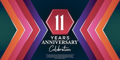 11 year anniversary celebration design with luxury abstract color style on luxury black backgroun vector