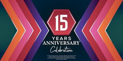 15 year anniversary celebration design with luxury abstract color style on luxury black backgroun vector