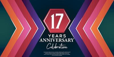 17 year anniversary celebration design with luxury abstract color style on luxury black backgroun vector