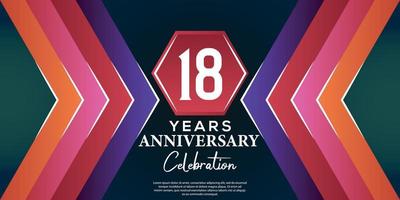 18 year anniversary celebration design with luxury abstract color style on luxury black backgroun vector