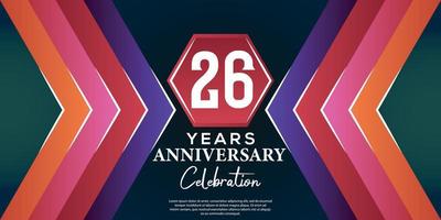 26 año aniversario celebracion diseño con lujo resumen color estilo en lujo negro fondo vector