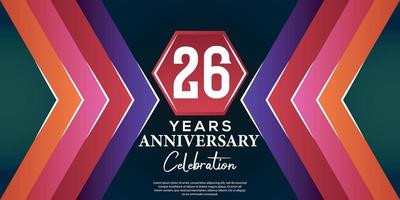 26 year anniversary celebration design with luxury abstract color style on luxury black backgroun vector