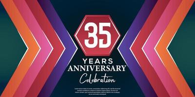 35 year anniversary celebration design with luxury abstract color style on luxury black backgroun vector