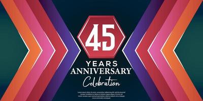 45 year anniversary celebration design with luxury abstract color style on luxury black backgroun vector