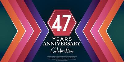 47 year anniversary celebration design with luxury abstract color style on luxury black backgroun vector