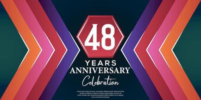 48 año aniversario celebracion diseño con lujo resumen color estilo en lujo negro fondo vector