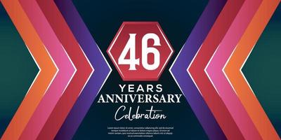 46 year anniversary celebration design with luxury abstract color style on luxury black backgroun vector