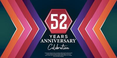 52 year anniversary celebration design with luxury abstract color style on luxury black backgroun vector