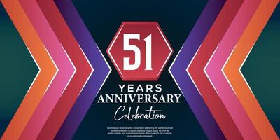 51 year anniversary celebration design with luxury abstract color style on luxury black backgroun vector