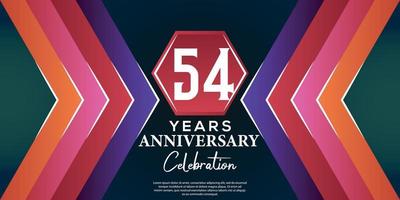 54 year anniversary celebration design with luxury abstract color style on luxury black backgroun vector