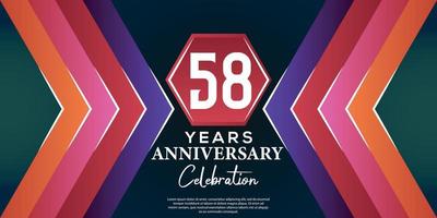 58 year anniversary celebration design with luxury abstract color style on luxury black backgroun vector