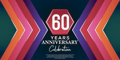 60 year anniversary celebration design with luxury abstract color style on luxury black backgroun vector