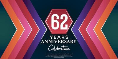 62 year anniversary celebration design with luxury abstract color style on luxury black backgroun vector