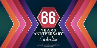 66 year anniversary celebration design with luxury abstract color style on luxury black backgroun vector