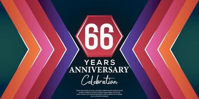 66 año aniversario celebracion diseño con lujo resumen color estilo en lujo negro fondo vector