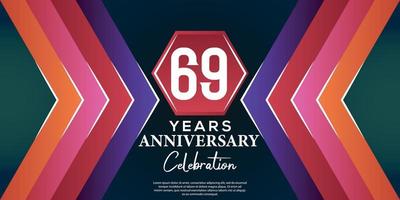 69 año aniversario celebracion diseño con lujo resumen color estilo en lujo negro fondo vector