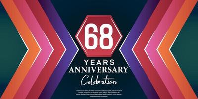 68 año aniversario celebracion diseño con lujo resumen color estilo en lujo negro fondo vector