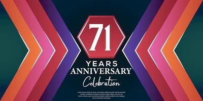 71 year anniversary celebration design with luxury abstract color style on luxury black backgroun vector