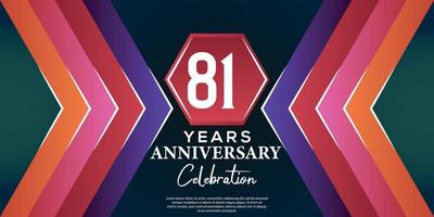 81 year anniversary celebration design with luxury abstract color style on luxury black backgroun vector