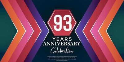 93 year anniversary celebration design with luxury abstract color style on luxury black backgroun vector