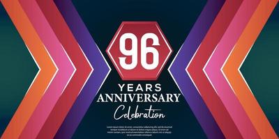 96 año aniversario celebracion diseño con lujo resumen color estilo en lujo negro fondo vector