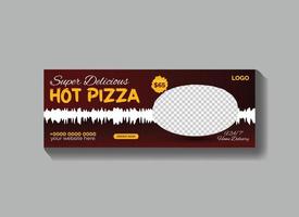 Super delicious and food pizza social media cover banner template vector